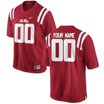 Men's Ole Miss Rebels Customized Replica Football 2015 Red Jersey-0